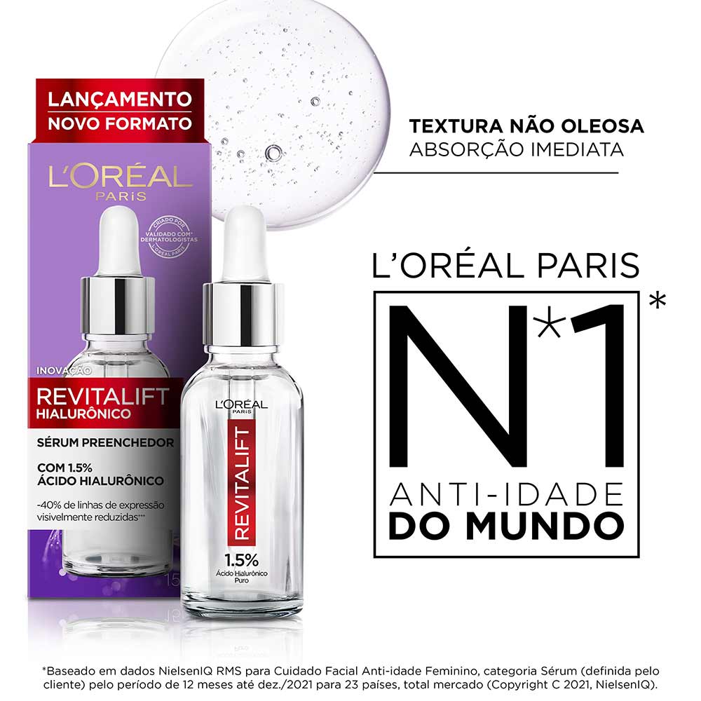 Sérum Preenchedor Facial Anti-idade L'Oréal Paris Revitalift Hialurônico  15ml - Drogaria Sao Paulo