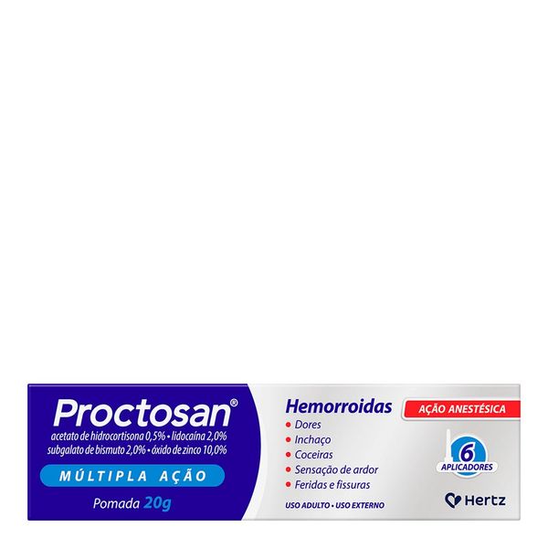 Anti-Hemorroidal, Anestésico e Analgésico Proctosan 25mg/g + 2,5mg/g + 0,5mg/g 20g + 6 Aplicadores