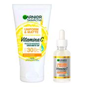 Kit-Garnier-Uniform-e-Matte-Vitamina-C-Serum-Facial-Antimarcas-30ml---Protetor-Hidratante-Facial-FPS30-40g