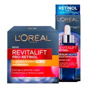 Kit-LOreal-Paris-Revitalift-Retinol-Serum-Antirrugas-Noturno-30ml---Creme-Anti-idade-Hidratante-Facial-FPS20-49g