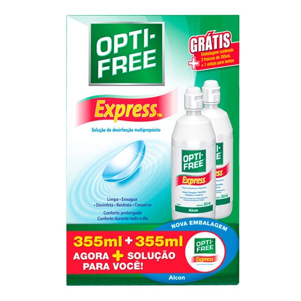 Kit Opti-Free Express 2 Soluções Para Lente De Contato 355ml Cada + Estojo