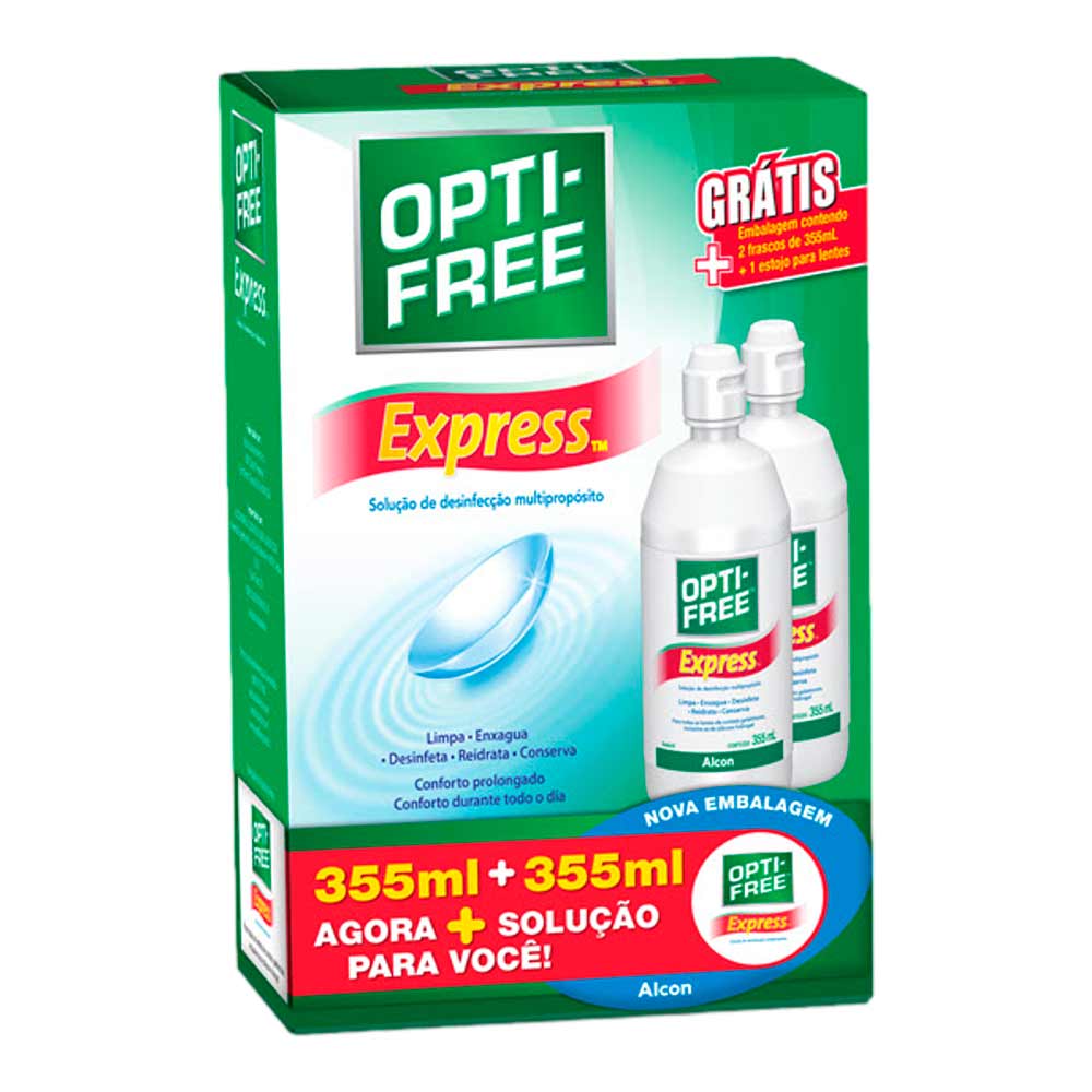 Kit Opti-Free Express 2 Soluções Para Lente De Contato 355ml Cada + Estojo  - Drogaria Sao Paulo