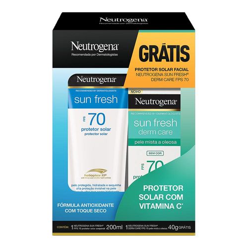 Kit Neutrogena Sun Fresh Protetor Solar Corporal Fps70 200Ml + Facial Fps70 40G
