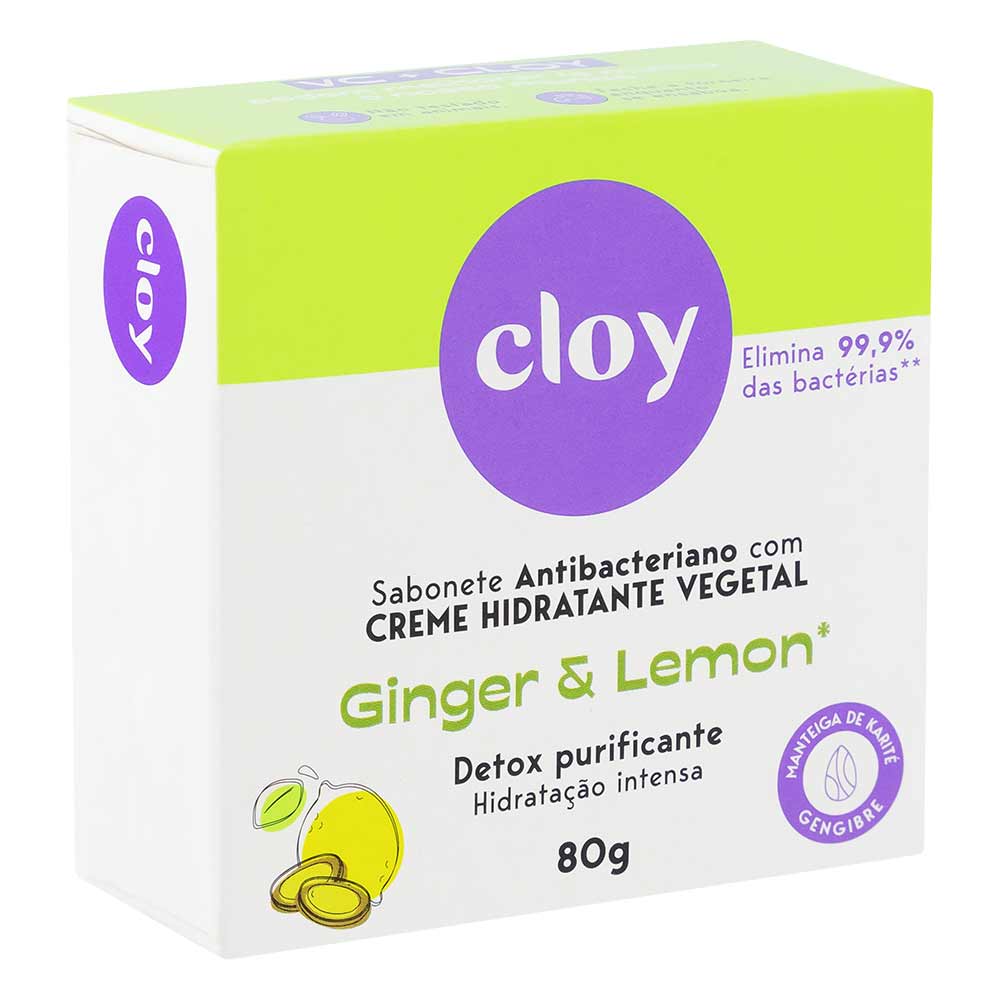 Lemon＆Ginger CENTAROU Sabonete em Barra Cloy Ginger & Lemon Antibacteriano Detox