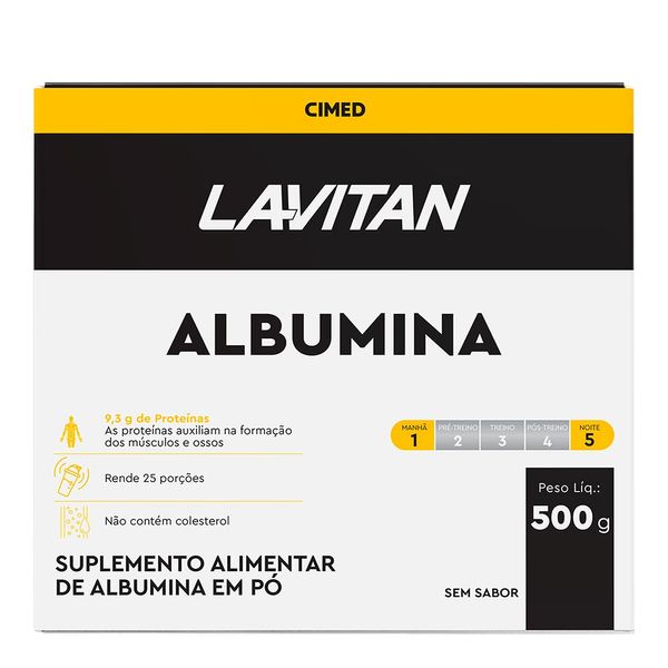 Suplemento Alimentar Albumina em Pó Lavitan Sem Sabor 500g