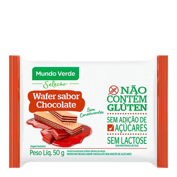 Biscoito Wafer Mundo Verde Seleção Recheio Chocolate Sem Gluten 50g