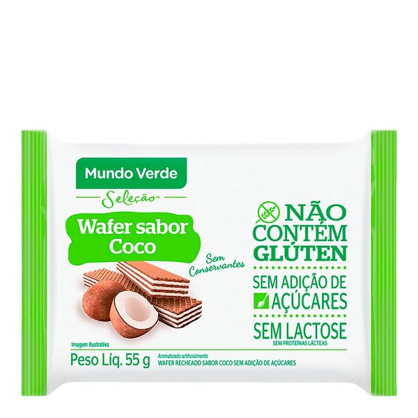 Biscoito Wafer Mundo Verde Seleção Recheio Coco Sem Gluten 50g