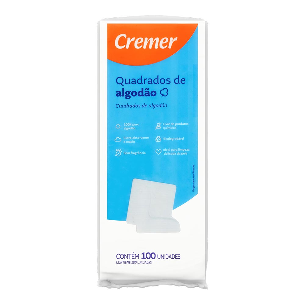 Algodão Quadrado Cremer 100 Unidades