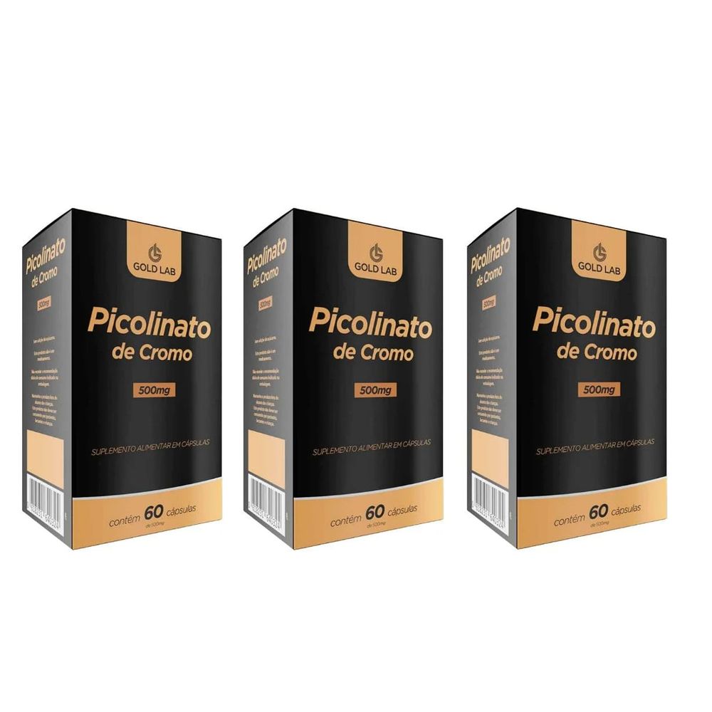 Kit C/3 Picolinato De Cromo 500MG C/60 Cápsulas - Gold Lab - Drogaria ...