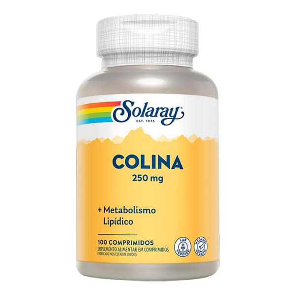 Suplemento Alimentar Colina 250mg Solaray 100 Comprimidos