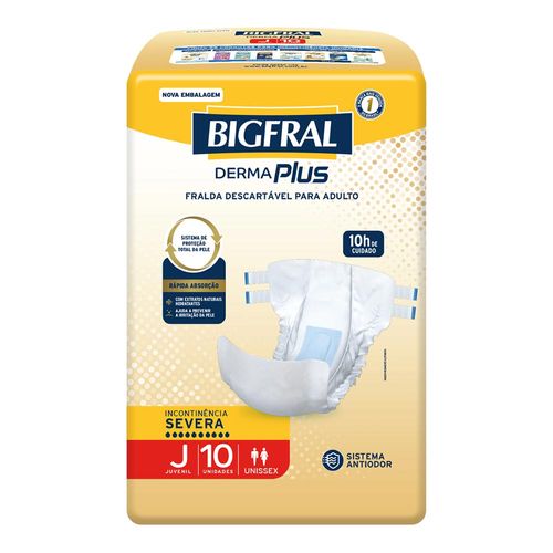 Fralda Geriátrica Derma Plus Bigfral - Tamanho Juvenil - 10 Unidades