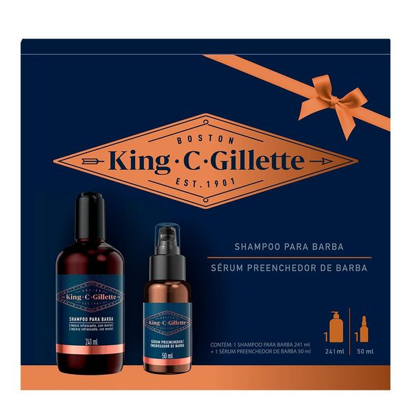 Kit King.C.Gillette Shampoo 241ml + Sérum Preenchedor Para Barba 50ml