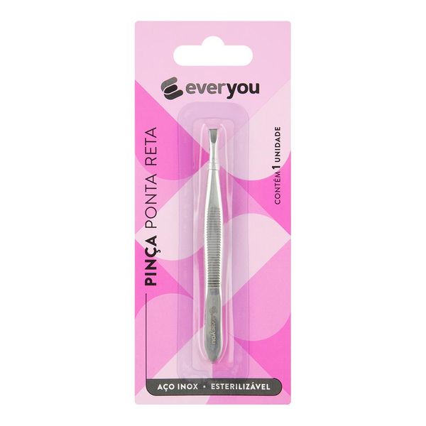 Pinça Ponta Reta Inox Ever You 1 Unidade