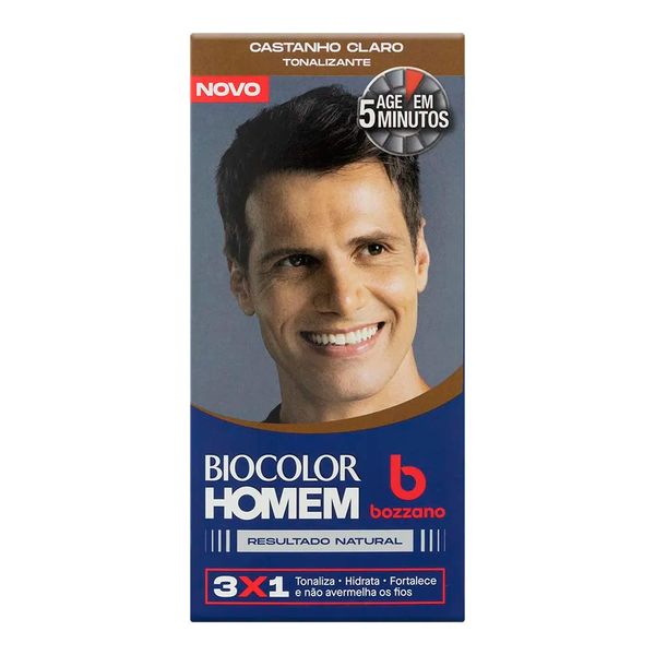 Kit Tonalizante de Cabelo Masculino Bozzano Biocolor Homem Castanho Claro 1 Unidade