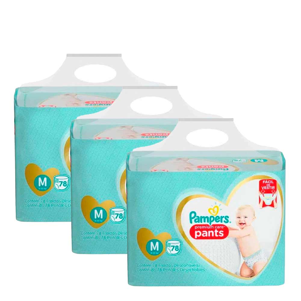 Kit Fralda Pampers Pants Premium Care Top M 78 Unidades 3 Pacotes Drogaria Sao Paulo