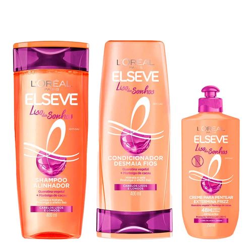 Kit-Elseve-Liso-Dos-Sonhos-Shampoo-400ml---Condicionador-400ml---Creme-De-Pentear-250ml