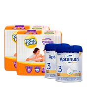 Kit-Aptanutri-Profutura-Formula-Infantil-3-800g-2-unidades---Fralda-Pom-Pom-Derma-Protek-XXG-60-Unidades