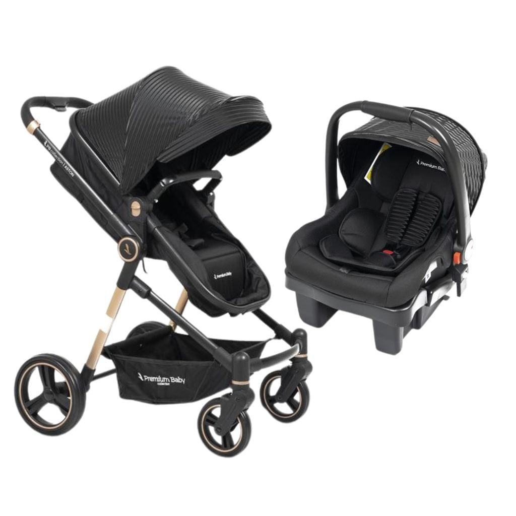Carrinho com Bebê Conforto Ts Aston com Base Gold Black Premium Baby 935306317