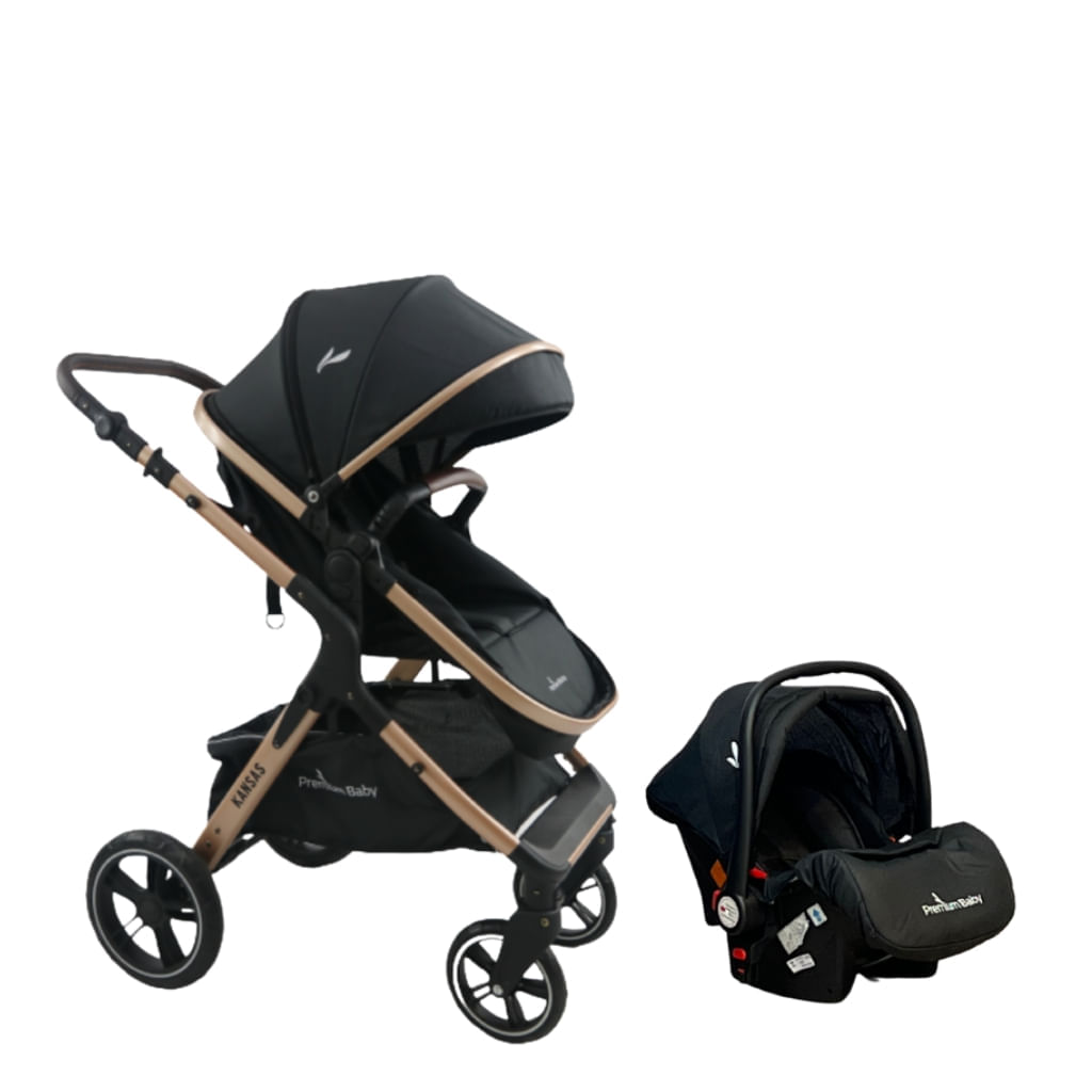 Carrinho e Bebê Conforto Ts Kansas Gold Preto Premium Baby 935306323