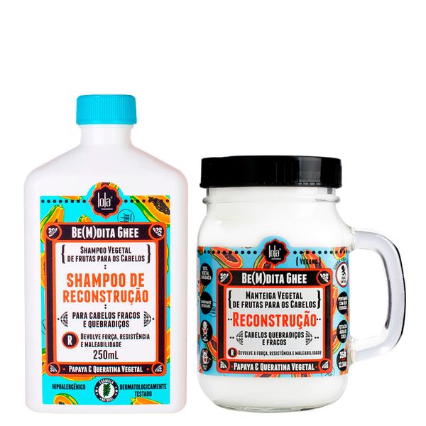 Kit Lola Cosmetics Reconstrução Be(m)dita Ghee - Shampoo 250 ml + Máscara de Reconstrução 350 g
