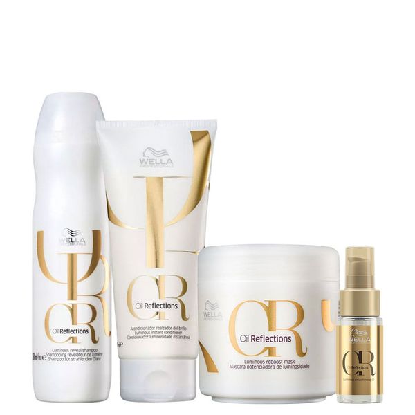 Kit Wella Oil Reflections - Shampoo 250 ml + Condicionador 200 ml + Máscara 150 ml + Óleo 30 ml