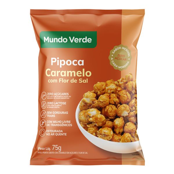 Pipoca Pronta Mundo Verde Sabor Caramelo com Flor Sal 75g