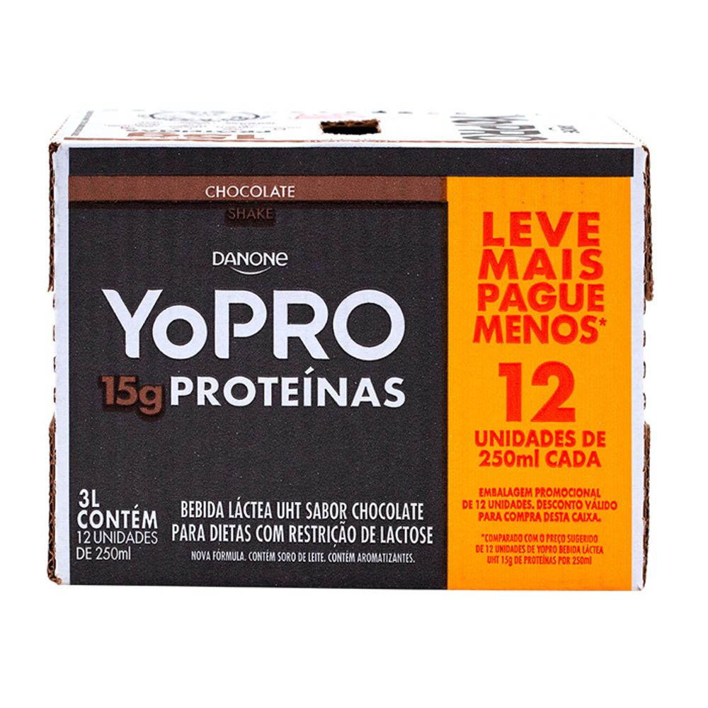 Kit Bebida Láctea UHT YoPRO Chocolate 15g de proteínas 12 Unidades de ...