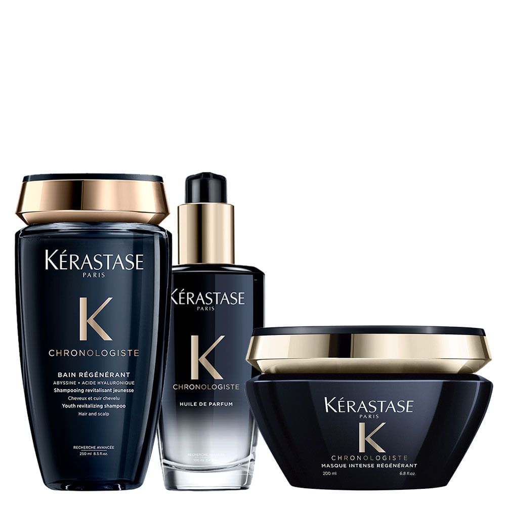 Kit Kérastase Chronologiste - Shampoo 250 ml + Máscara 200 ml + Perfume para Cabelo 100 ml