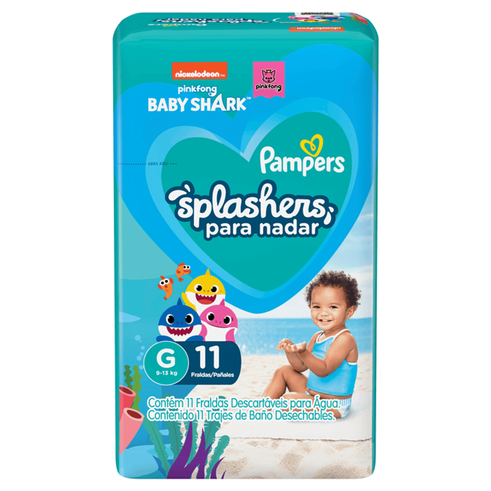 Fraldas Para Água Pampers Splashers Baby Shark M-G 11 Unidades - Drogaria  Sao Paulo