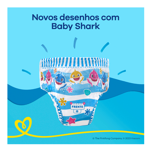 Fralda Pampers Splashers Baby Shark M/g 11 Unidades - Promofarma