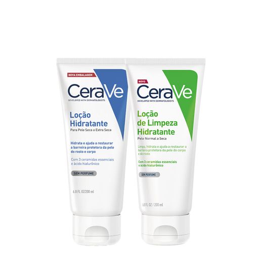 Kit Cerave Corporal - Loção Hidratante 200 Ml + Loção De Limpeza 200 Ml