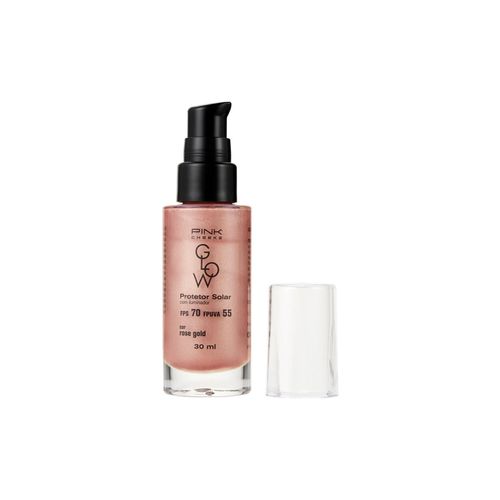 Protetor Solar Facial Com Iluminador Pink Cheeks Glow Fps 70 Fpuva 55 Rose Gold 30 Ml