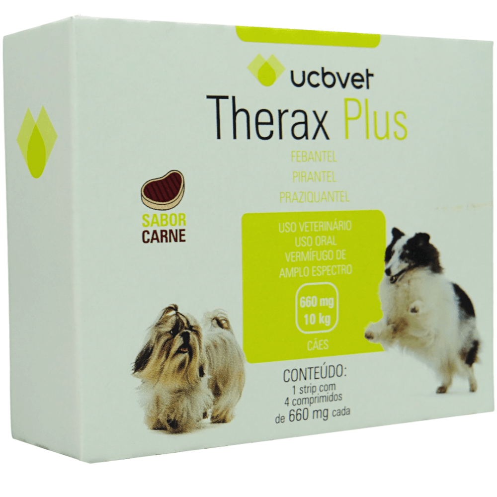 Therax Plus 660mg Com 4 comprimidos Vermífugo UCBVET Kit Com 2