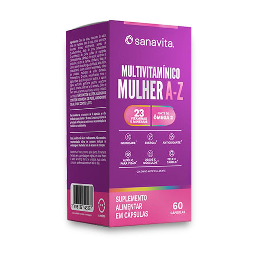 Multivitamínico Mulher A-Z Frasco 60 Cápsulas Sanavita - Drogaria Sao Paulo