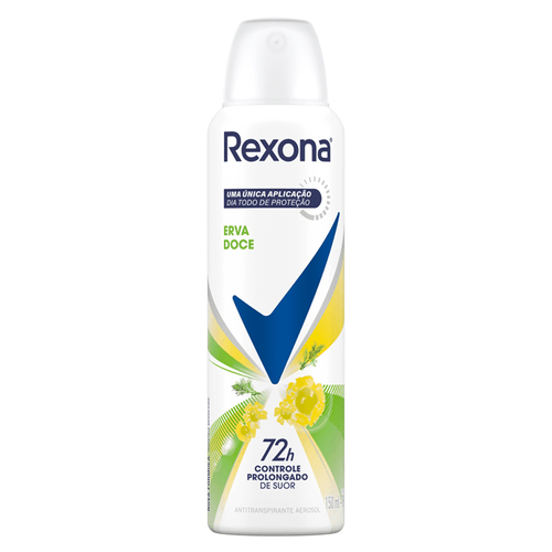 Desodorante Antitranspirante Aerosol Feminino Rexona Erva Doce 72 Horas 150Ml