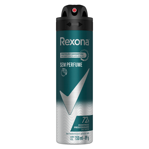 Desodorante Antitranspirante Aerosol Masculino Rexona Sem Perfume 72 Horas 150Ml