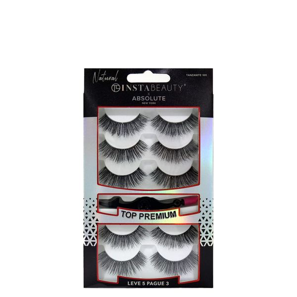 Cílios Postiços Longo Natural Absolute New York Pack Tanjanite 505 Preto 5 Pares 505