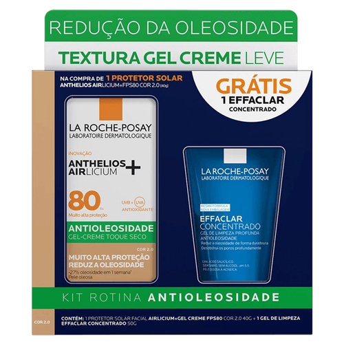 Kit La Roche-Posay Protetor Solar Facial Fps 80 Anthelios Arlicium Cor 2.0 40G + Gel De Limpeza Effaclar Concentrado 50G