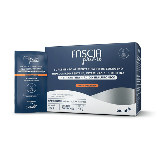 Suplemento Alimentar Fascia Prime Biolab Sabor Tangerina 13g 30 Sachês
