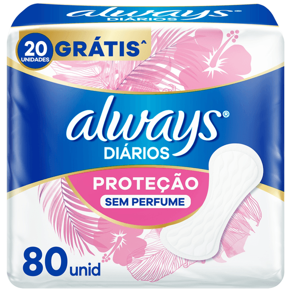 Protetor Diário Always Sem Perfume 80 Unidades