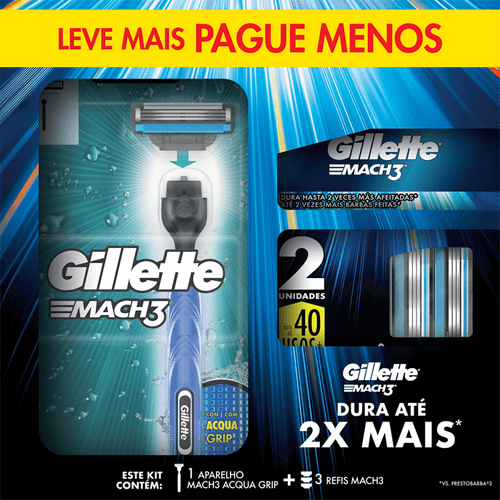 Kit Gillette Mach3 1 Aparelho Recarregável + 3 Cargas Para Barbear ...