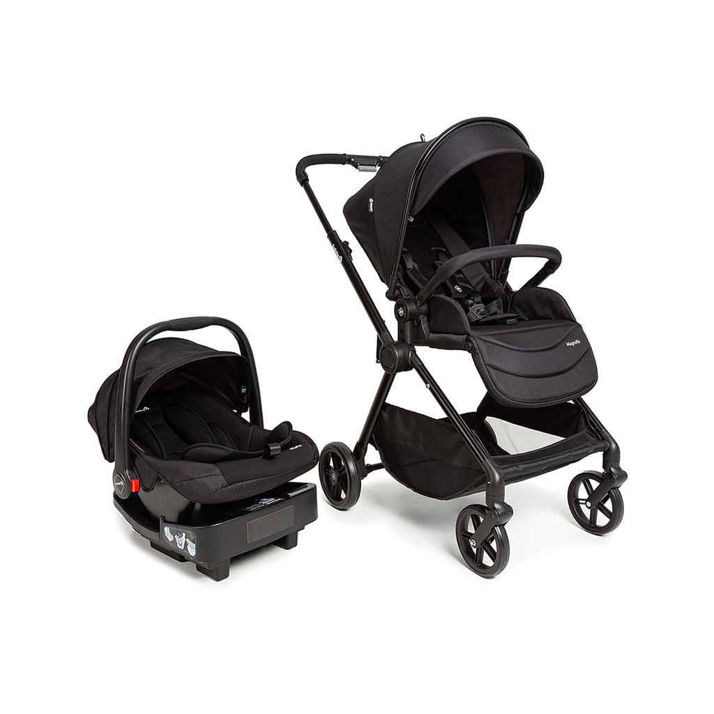 Carrinho com Bebê Conforto Travel System Magnific Trio Full Black + safety 1st 935318328