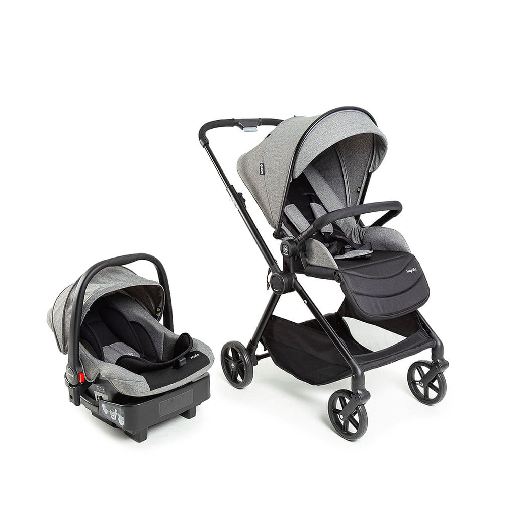 Carrinho com Bebê Conforto Travel System Magnific Trio Grey Denin + safety 1st 935318702