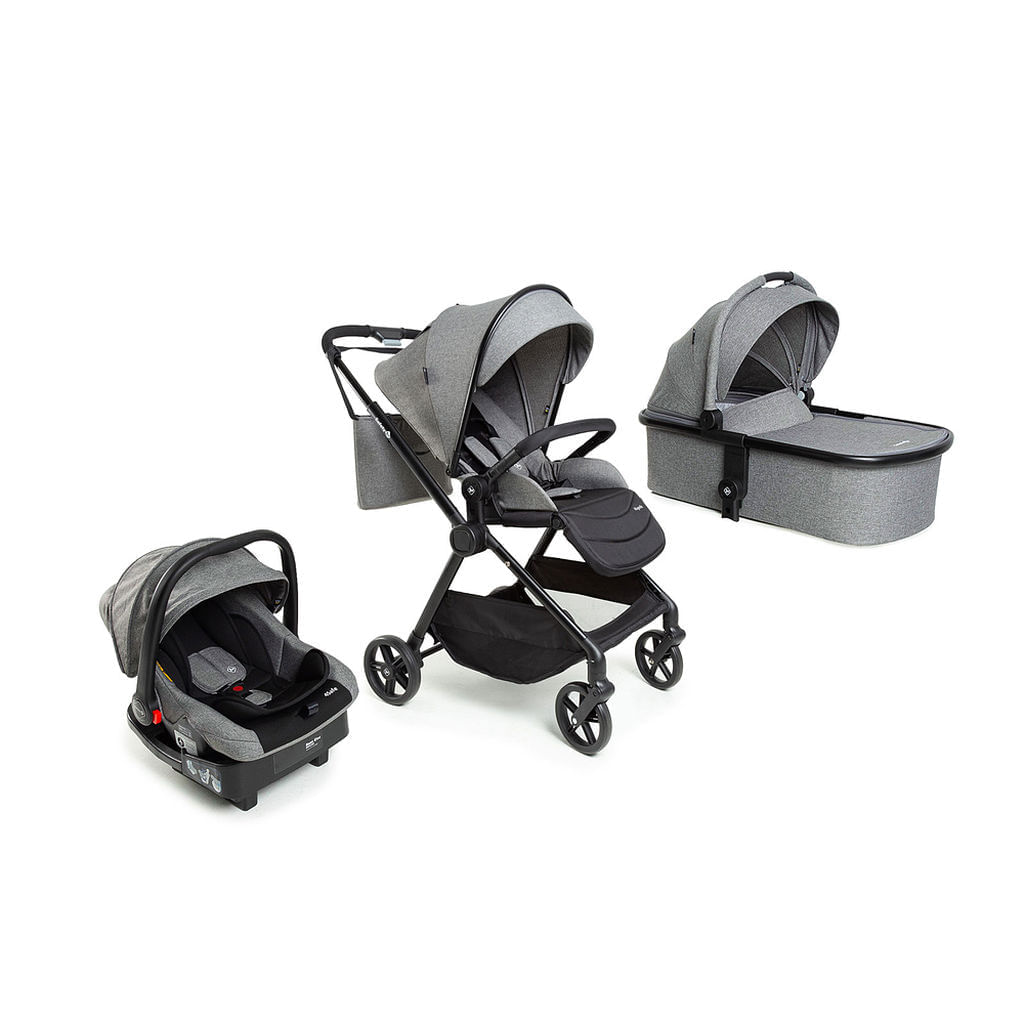 Carrinho com Bebê Conforto Travel System Magnific 5 em 1 Grey Denin + safety 1st 935320026
