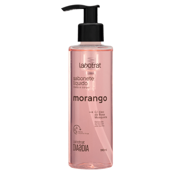 Sabonete Líquido Corporal e Facial Labotrat Morango com Óleo de Rosa Mosqueta Dia a Dia 190ml