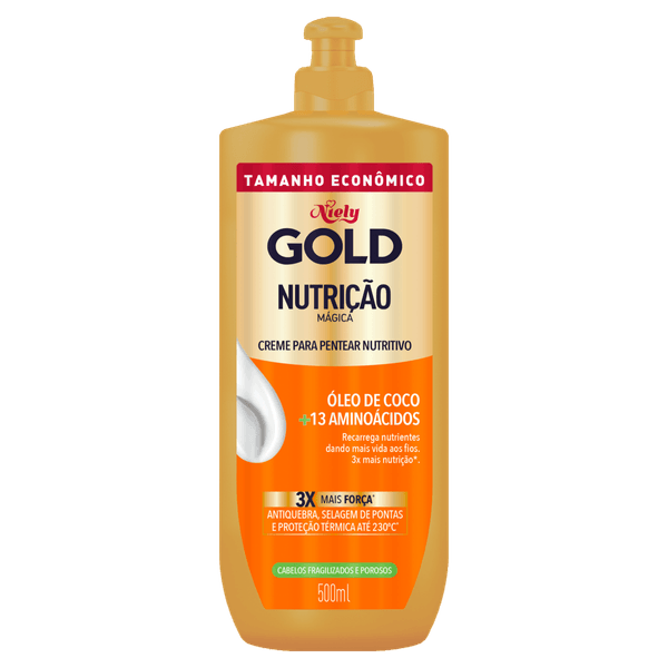 Creme para Pentear Niely Gold Nutrição Mágica Nutritivo Óleo de Coco + 13 Aminoácidos 500ml
