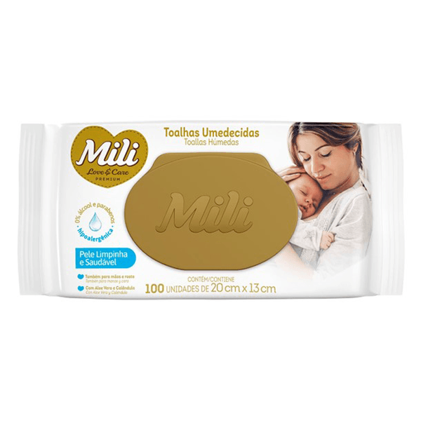 Lenço Umedecido Mili Love & Care Premium 100 Unidades