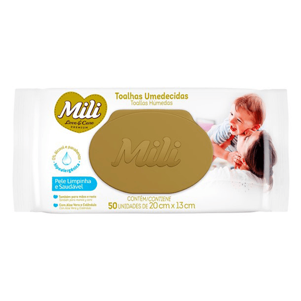 Lenço Umedecido Mili Love & Care Premium 50 Unidades