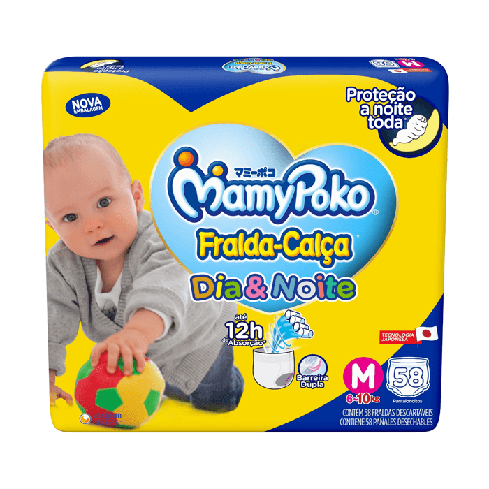 Fralda Calca Mamypoko Dia + noite M 58 Unidades