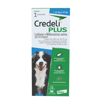 Credeli Plus 900mg/33,75mg para Cães 22kg a 45kg - 1 Comprimido